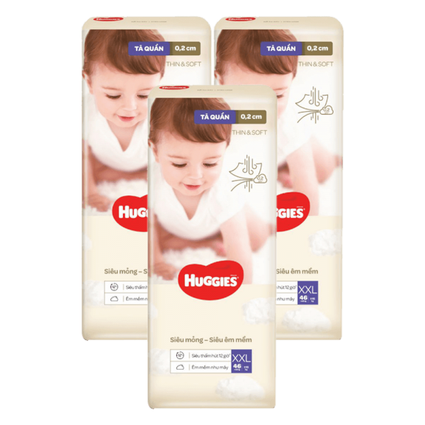 Combo 3 Tã quần Huggies Thin & Soft  (XXL, >15kg, 46 miếng)