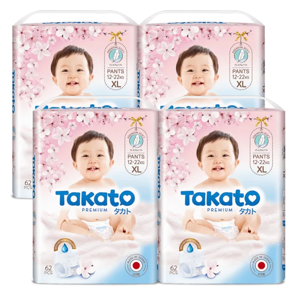 Combo 4 Tã quần Nhật Bản Takato siêu mềm mại (XL, 62 miếng)