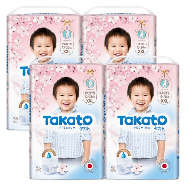 Combo 4 Tã quần Nhật Bản Takato siêu mềm mại (XXL, 56 miếng)