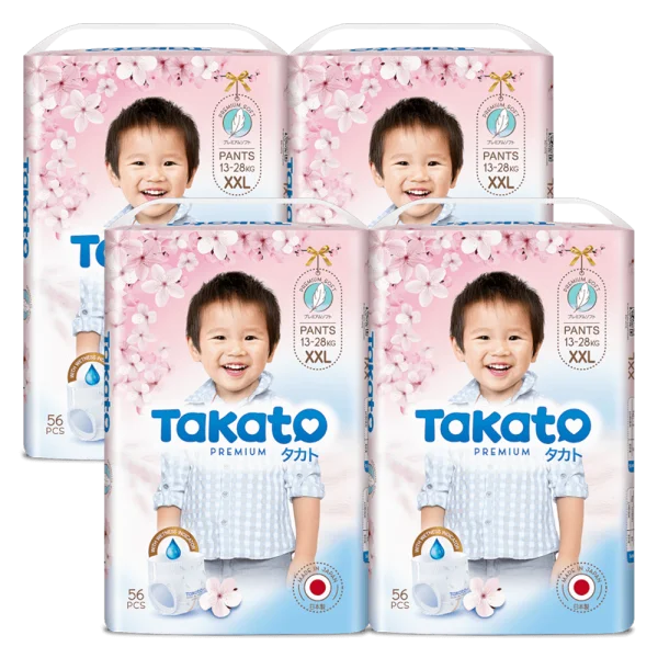 Combo 4 Tã quần Nhật Bản Takato siêu mềm mại (XXL, 56 miếng)