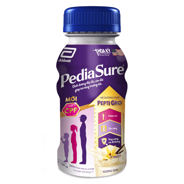 Combo 2 Thực phẩm dinh dưỡng y học cho trẻ 1-10 tuổi: Pediasure dạng lỏng hương vani 237ml (Lốc 6 chai)