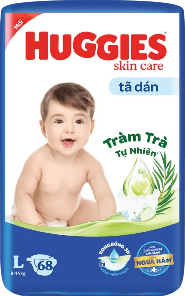 Tã dán Huggies Skincare cực đại (L,  9 - 14kg, 68 miếng)
