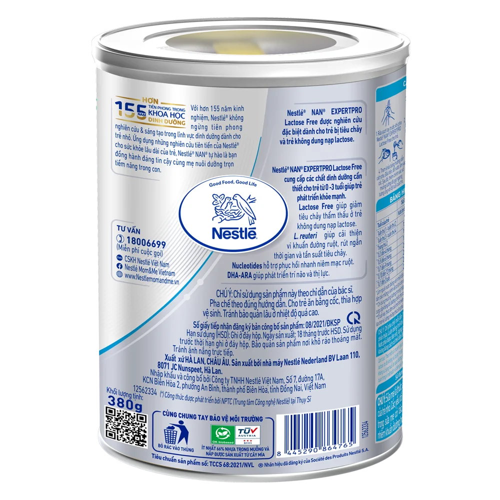 Sản phẩm dinh dưỡng công thức Nestle Nan Expert Pro Lactose Free không chứa lactose 380g (Giao bao bì ngẫu nhiên)