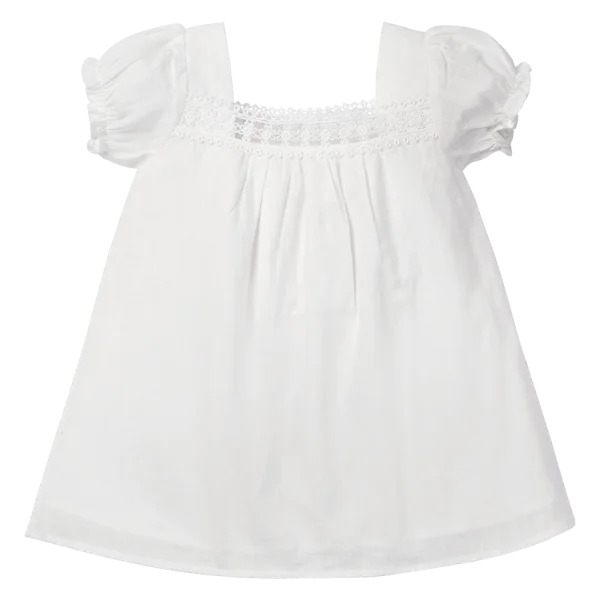 Đầm vải bé gái cổ vuông Animo TX1022026 (6M-3Y,Trắng)