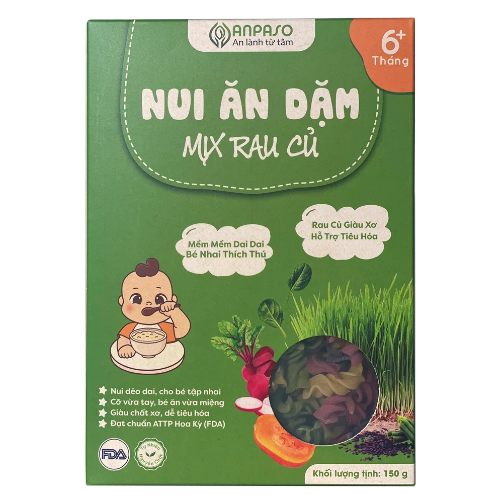 Combo 2 Nui ăn dặm mix rau củ Anpaso 150g