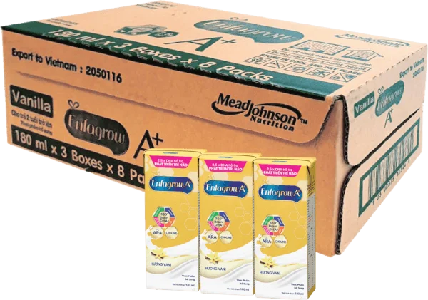 Thùng thực phẩm bổ sung: Enfagrow A  360 Brain DHA  hương Vani - 8 lốc