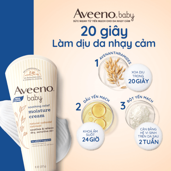 Combo 2 Kem dưỡng da cho bé Aveeno Baby dành cho da khô & nhạy cảm 227g