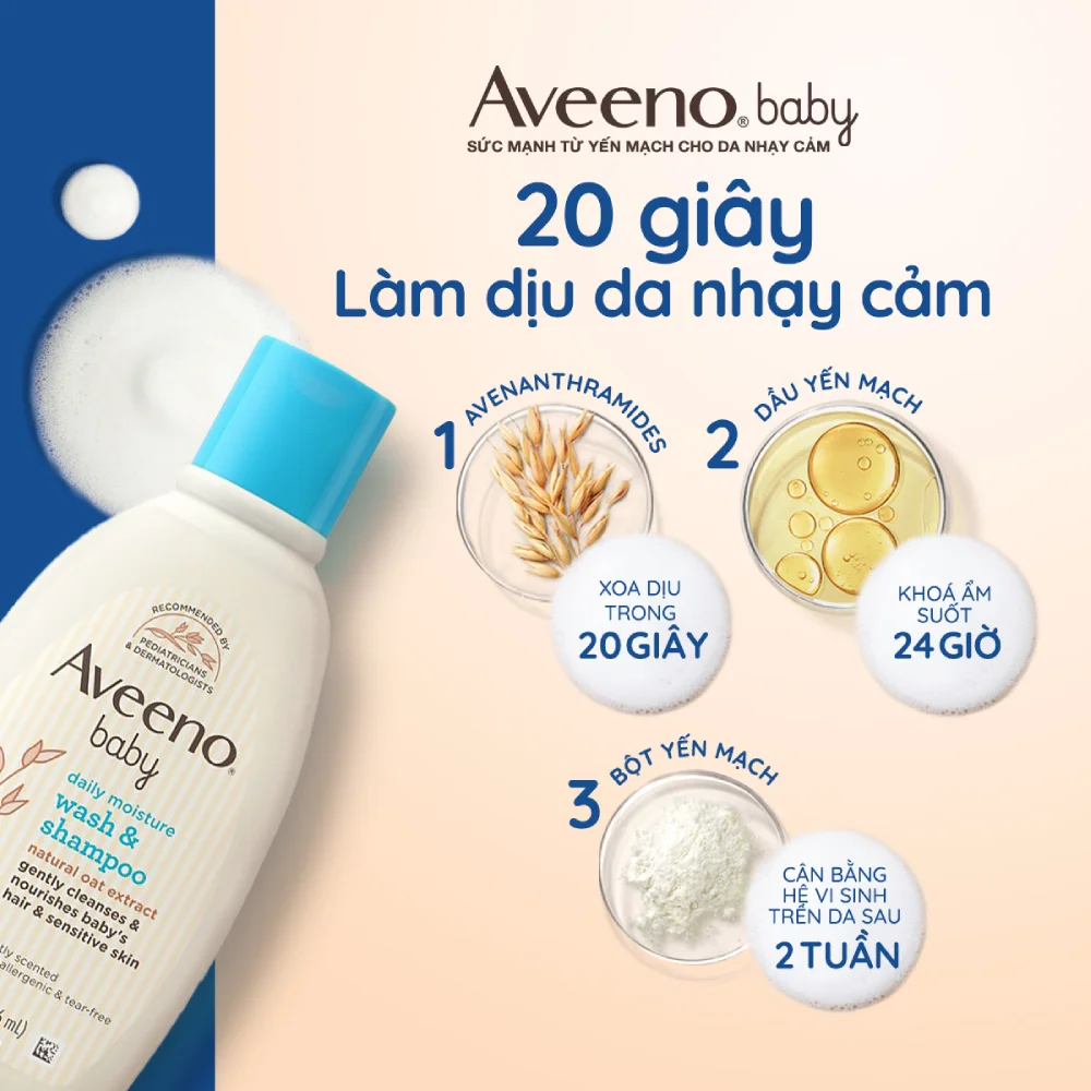Combo 2 Sữa tắm gội toàn thân cho bé Aveeno Baby Lightly Scented 236ml