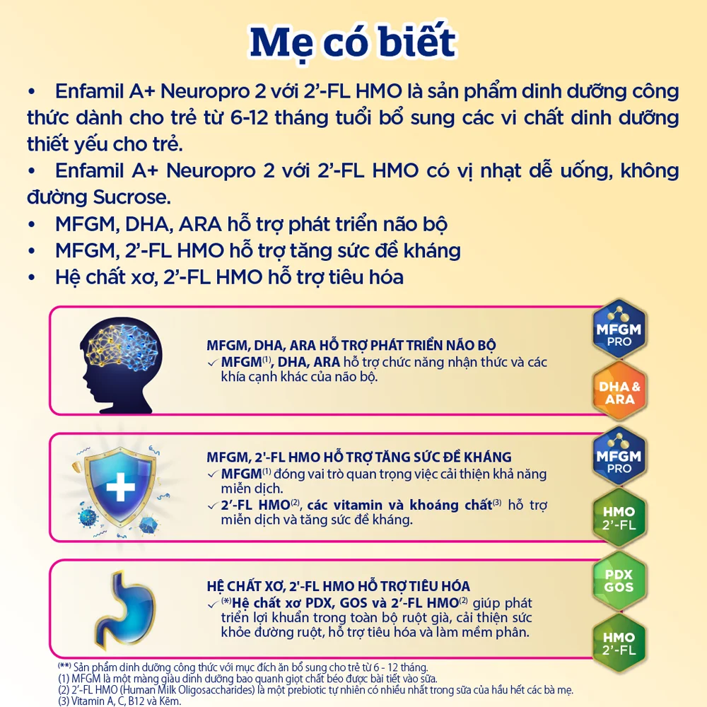 Sữa Enfamil A+ số 2 830g (6-12 tháng) 2Flex