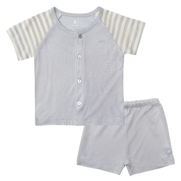 Bộ sơ sinh tính năng ngắn, vải lưới Animo I0322022 (0-24M,Xám)