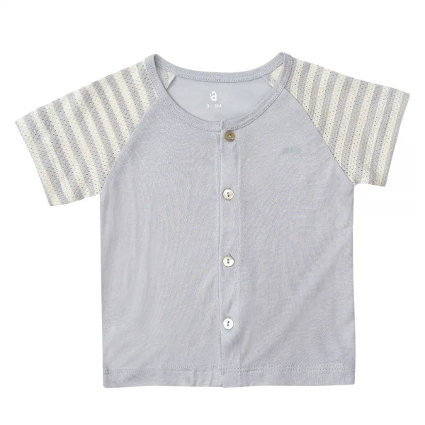 Bộ sơ sinh tính năng ngắn, vải lưới Animo I0322022 (0-24M,Xám)