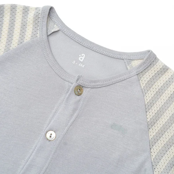 Bộ sơ sinh tính năng ngắn, vải lưới Animo I0322022 (0-24M,Xám)