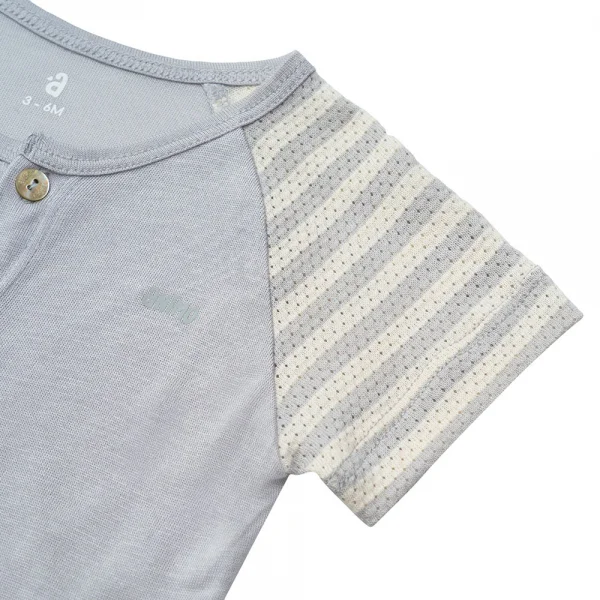 Bộ sơ sinh tính năng ngắn, vải lưới Animo I0322022 (0-24M,Xám)