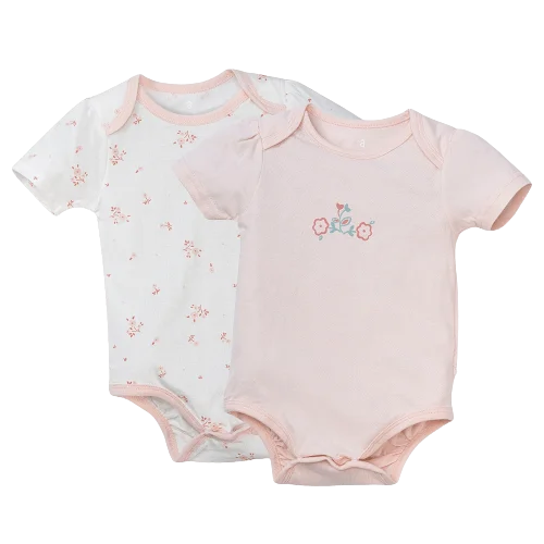 Set 2 bodysuit tam giác Ht hoa Animo M522002-17 (0-12M,hồng)