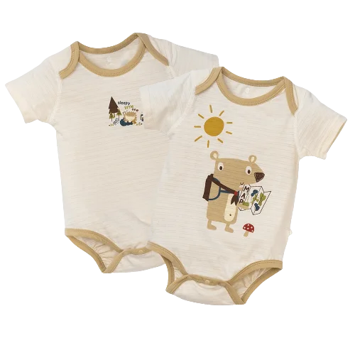 Set 2 bodysuit tam giác Ht thú cưng Animo M522001 -16 (0-12M,Nâu nhạt)