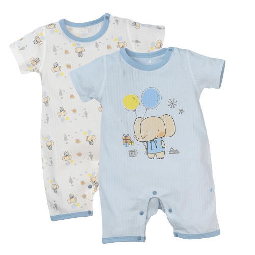 Set 2 bodysuit đùi Ht voi Animo M522005-20 (0-12M,Xanh biển)