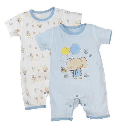 Set 2 bodysuit đùi Ht voi Animo M522005-20 (0-12M,Xanh biển)