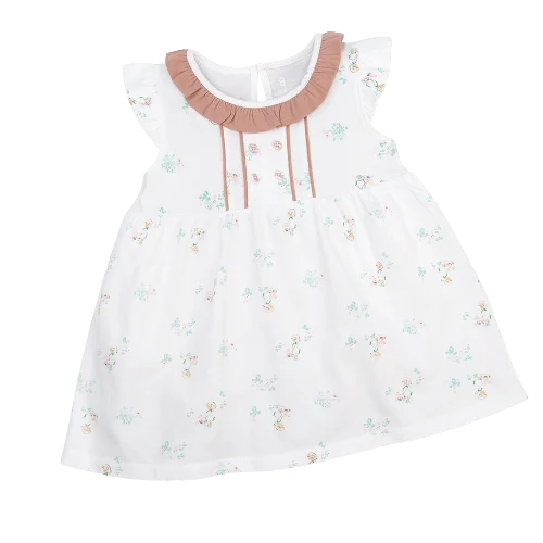 Đầm bé gái Hoa và bé Animo BH922031 (6M-6Y,Trắng họa tiết)