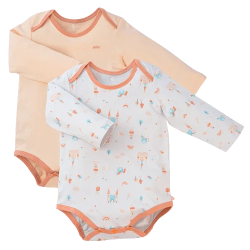 Set Bodysuit tam giác DT Animo KV1122060 (0-12M, Cam_Xám họa tiết)