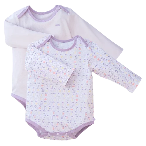 Set Bodysuit tam giác DT Animo KV1122061 (0-12M, Tím_trắng họa tiết)
