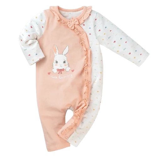 Bodysuit bé gái dài Bst Giấc mơ của thỏ Animo KK822033_532 (0-12M,Hồng cam)