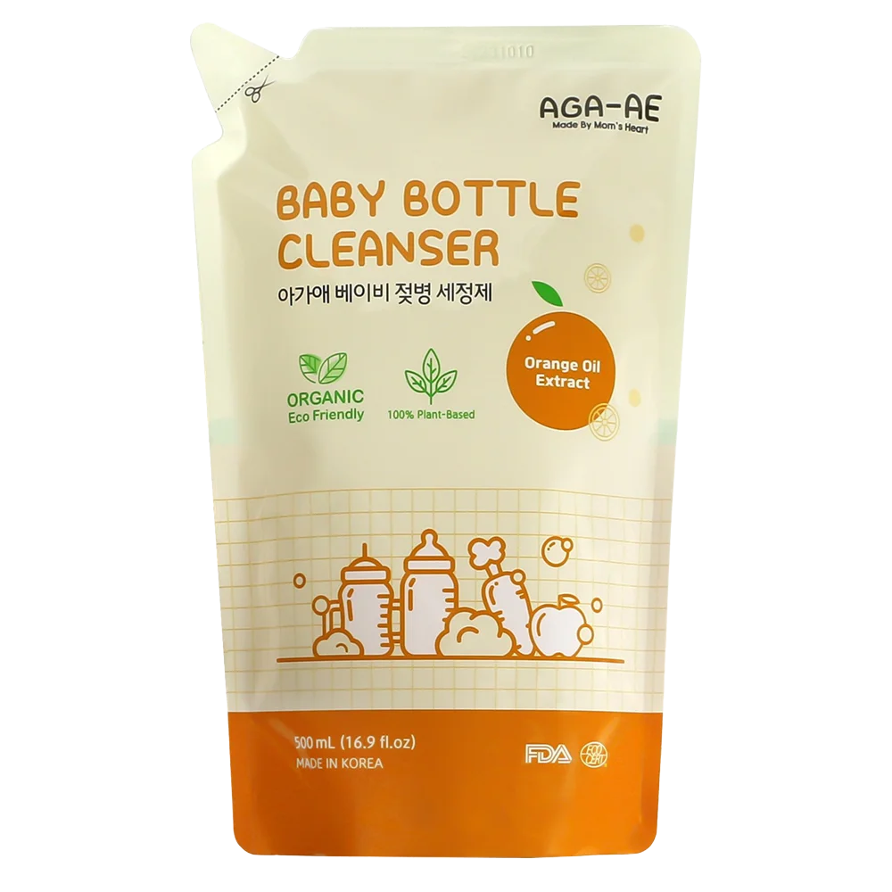 Nước rửa bình sữa AGA-AE hương cam - Túi 500ml (Giao bao bì ngẫu nhiên)