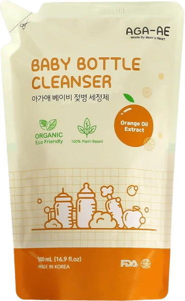Nước rửa bình sữa AGA-AE hương cam - Túi 500ml (Giao bao bì ngẫu nhiên)