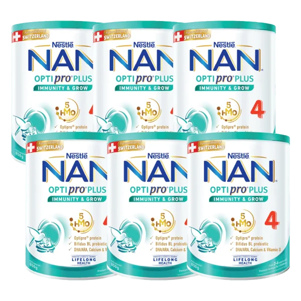 Combo 6 Sữa Nan Optipro PLUS 4 850g, với 5HMO, công thức từ Thụy Sĩ (2-6 tuổi)