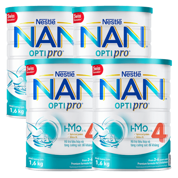 Combo 4 Sữa Nan Optipro 4 1.6kg, HMO (2-6 tuổi)