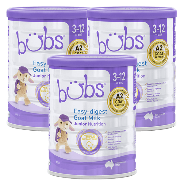 Combo 3 Sữa dê Bubs Goat số 4 Junior 800g (3-12 tuổi)