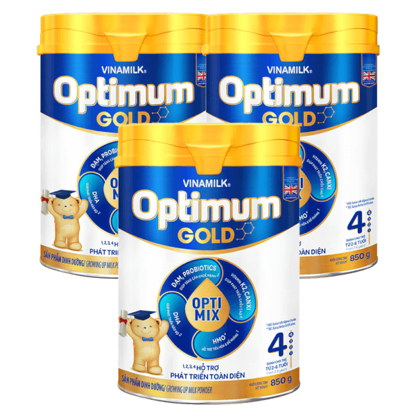 Combo 3 Vinamilk Optimum Gold 4, 850g, 2-6 tuổi