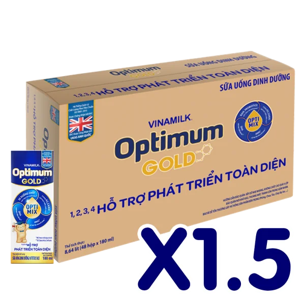Combo 1.5 Thùng Sữa uống dinh dưỡng Optimum Gold 180ml (Lốc 4 hộp)