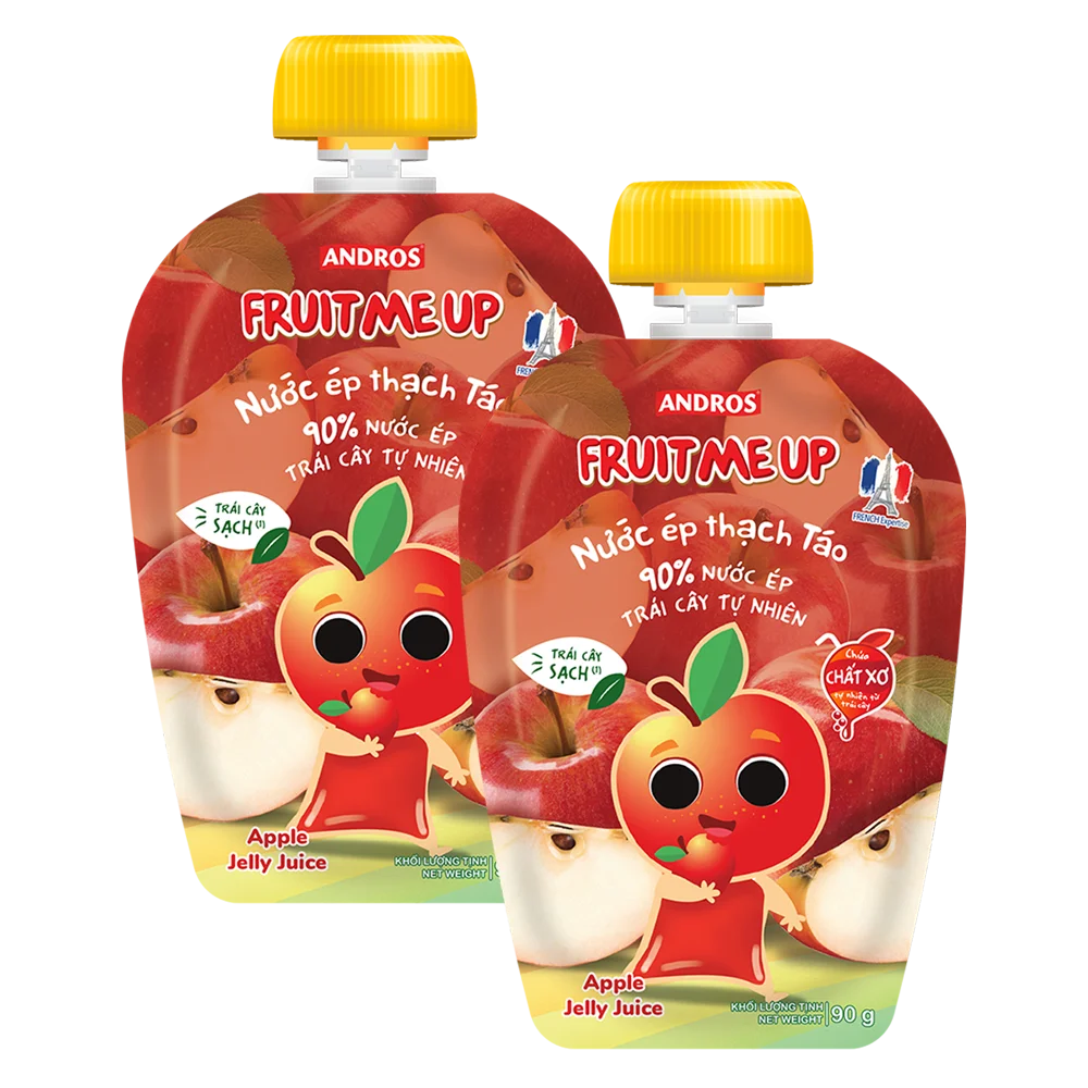 Combo 2 FRUIT ME UP NƯỚC ÉP THẠCH TÁO TÚI 90G/ FRUIT ME UP APPLE JELLY JUICE 90G
