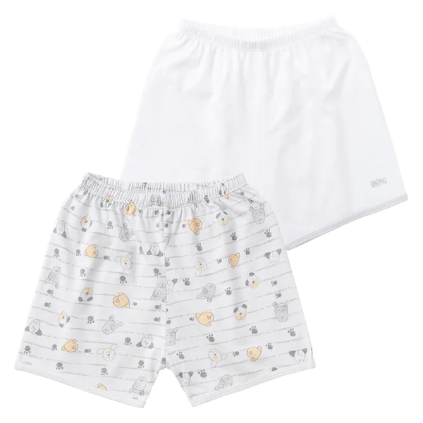 Cặp quần sơ sinh ngắn Animo KV223013 (3-6M,Xám họa tiết_Trắng)