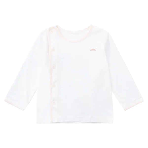 Cặp áo sơ sinh cài chéo tay dài Animo KV223016 (NB-12M,Cam họa tiết_Trắng)