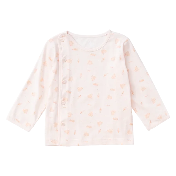 Cặp áo sơ sinh cài chéo tay dài Animo KV223016 (NB-12M,Cam họa tiết_Trắng)