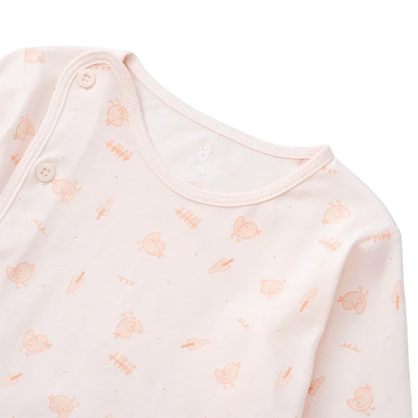 Cặp áo sơ sinh cài chéo tay dài Animo KV223016 (NB-12M,Cam họa tiết_Trắng)