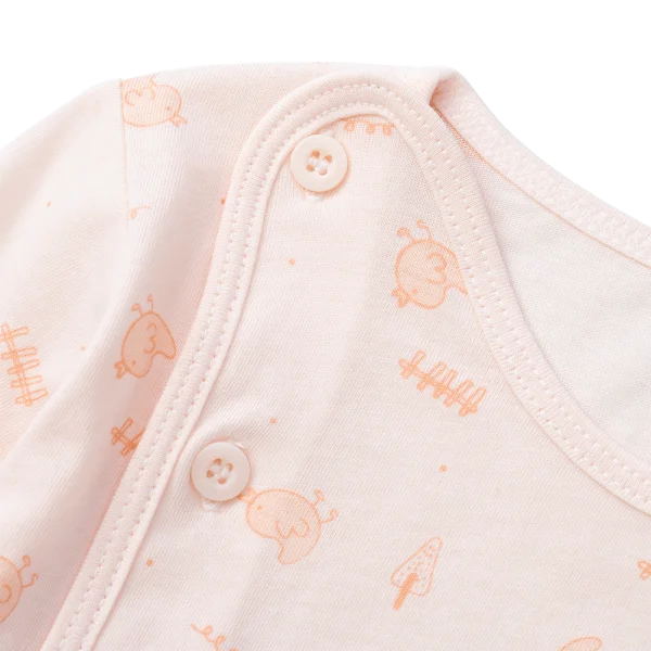 Cặp áo sơ sinh cài chéo tay dài Animo KV223016 (NB-12M,Cam họa tiết_Trắng)