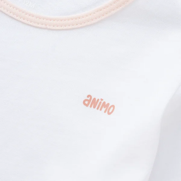 Cặp áo sơ sinh cài chéo tay dài Animo KV223016 (NB-12M,Cam họa tiết_Trắng)