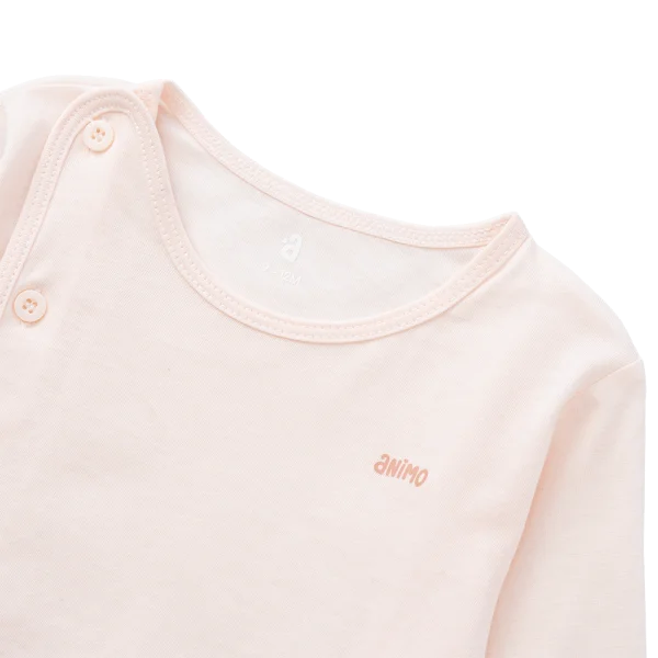 Cặp áo sơ sinh cài chéo tay dài Animo KV223015 (NB-12M,Trắng họa tiết-Cam)