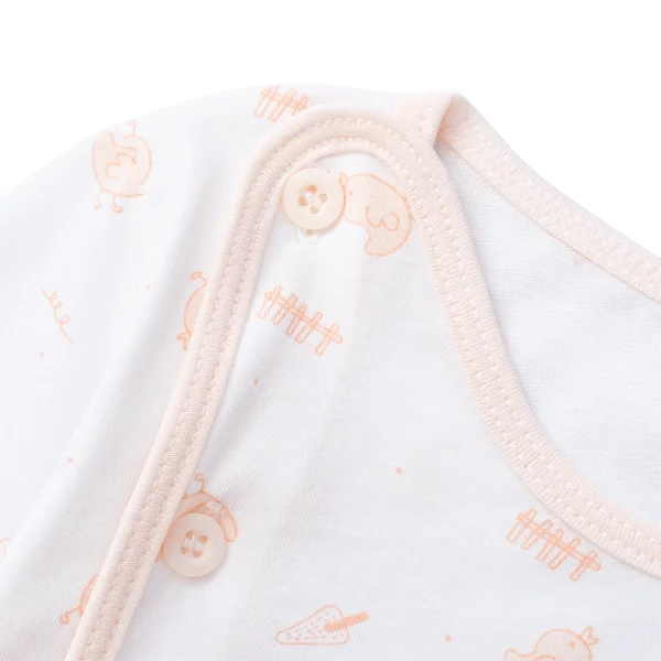 Cặp áo sơ sinh cài chéo tay dài Animo KV223015 (NB-12M,Trắng họa tiết-Cam)