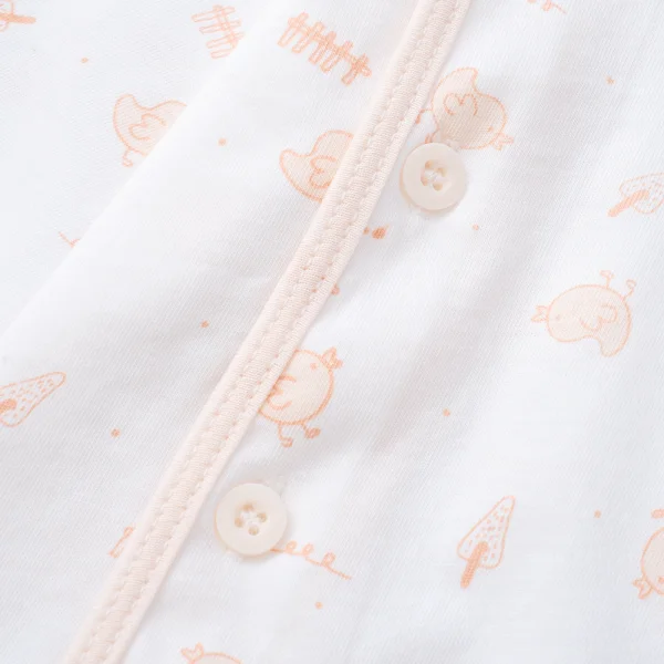 Cặp áo sơ sinh cài chéo tay dài Animo KV223015 (NB-12M,Trắng họa tiết-Cam)