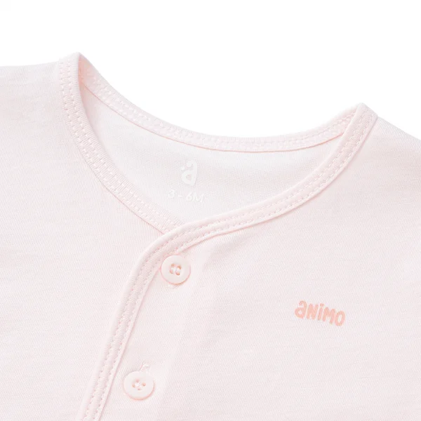 Combo 3 Cặp áo sơ sinh cài giữa tay ngắn Animo KV223017 (NB,Trắng họa tiết_Hồng)