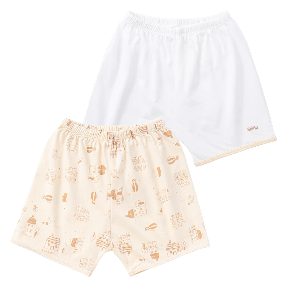 Cặp quần sơ sinh ngắn Animo KV223011 (NB-12M,Kem_Trắng)