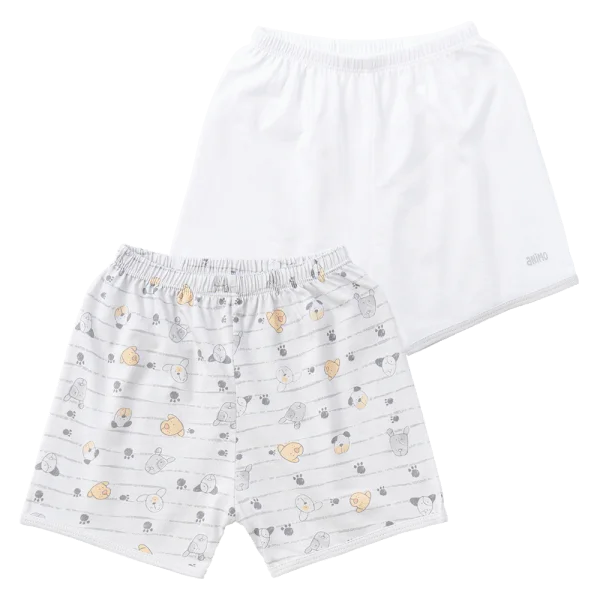 Cặp quần sơ sinh ngắn Animo KV223014 (3-6M,Trắng họa tiết_Xám)