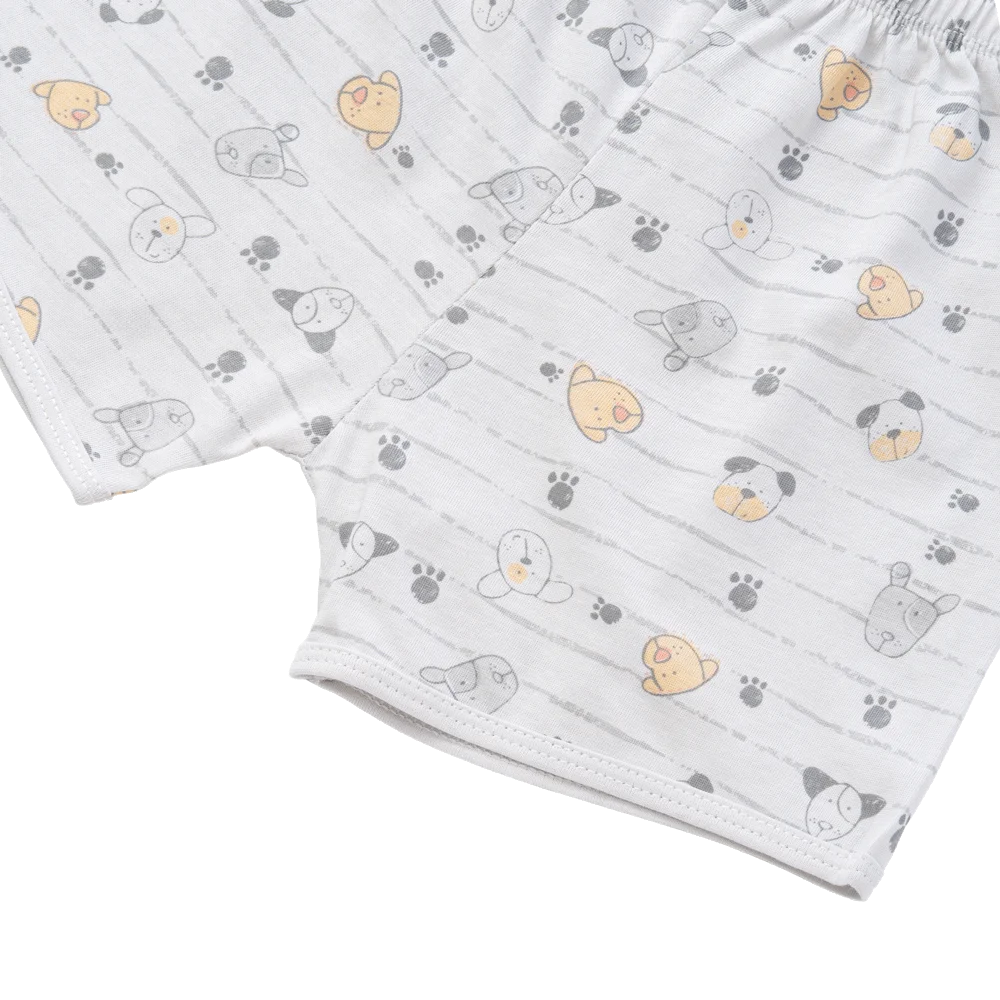 Cặp quần sơ sinh ngắn Animo KV223014 (NB-12M,Trắng_Xám)