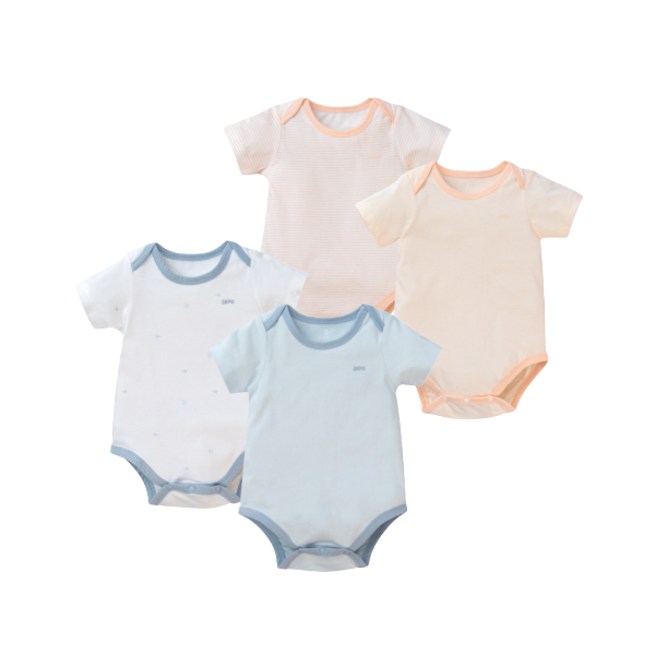 Combo 2 Set 2 body tam giác 3-6M Animo NB522013 (cam-trắng sọc cam) và NB522014 (xanh-trắng mũi tên)