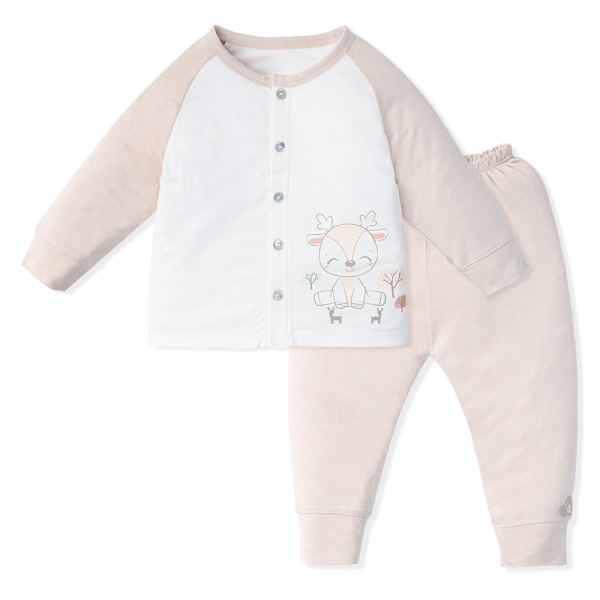 Bộ tính năng dài vải modal Animo VĐ522025 (0-12M,Kem)