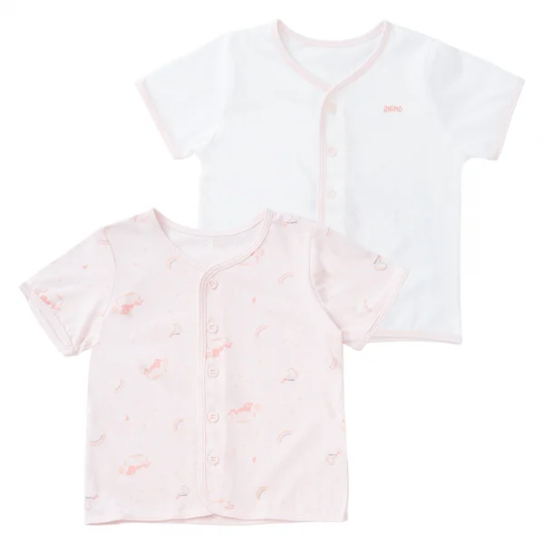 Combo 3 Cặp áo sơ sinh cài giữa tay ngắn Animo KV223018 (3-6M,Hồng họa tiết_Trắng)