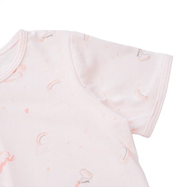 Cặp áo sơ sinh cài giữa tay ngắn Animo KV223018 (NB-12M,Hồng họa tiết_Trắng)